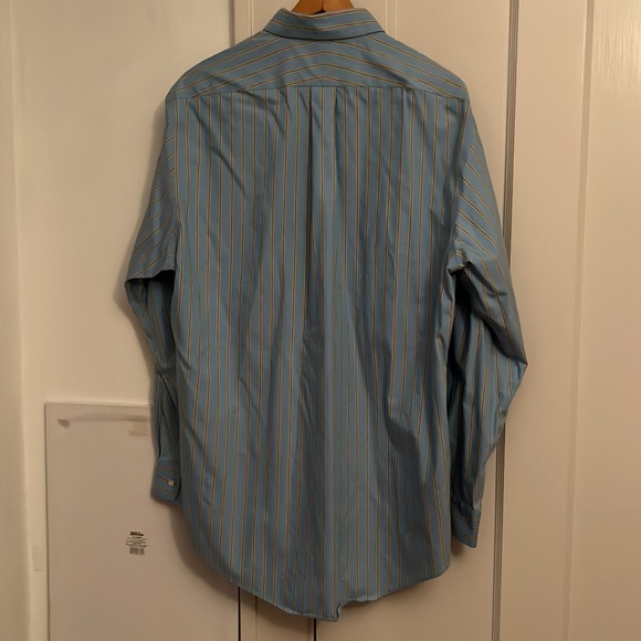 ✅ LANDS END Long Sleeve Non Iron Pinpoint Oxford Pinstriped Dress Shirt 17-36 - Picture 2 of 5
